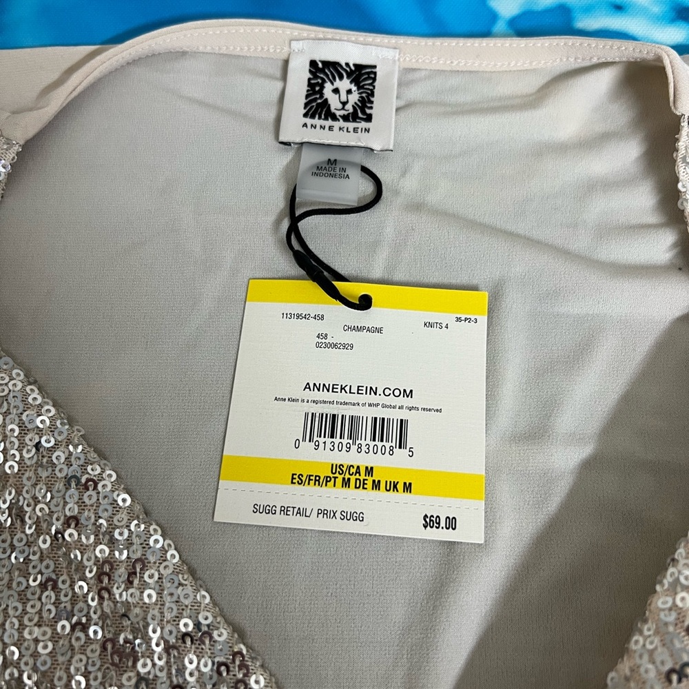 ☀️Anne Klein Silver Sequin Tank Top - Picture 2 of 6